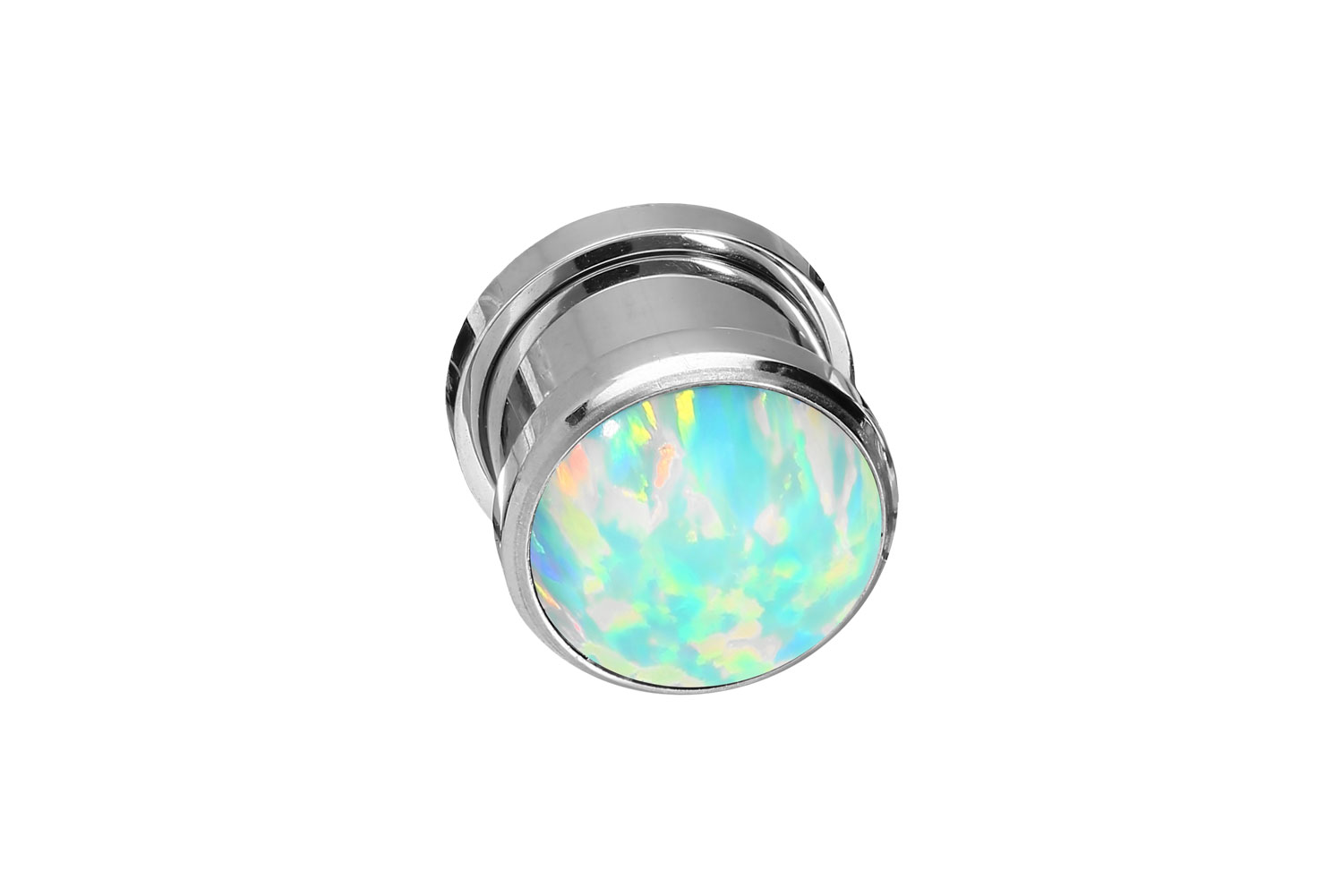 Chirurgenstahl Plug SYNTHETISCHER OPAL ++SALE++ von Piercingline
